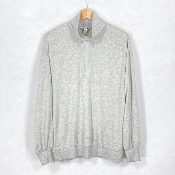 Three Dots 1/4 Zip Super Buttery Soft Pullover Sweatshirt Heather Gray Med - Picture 4 of 9